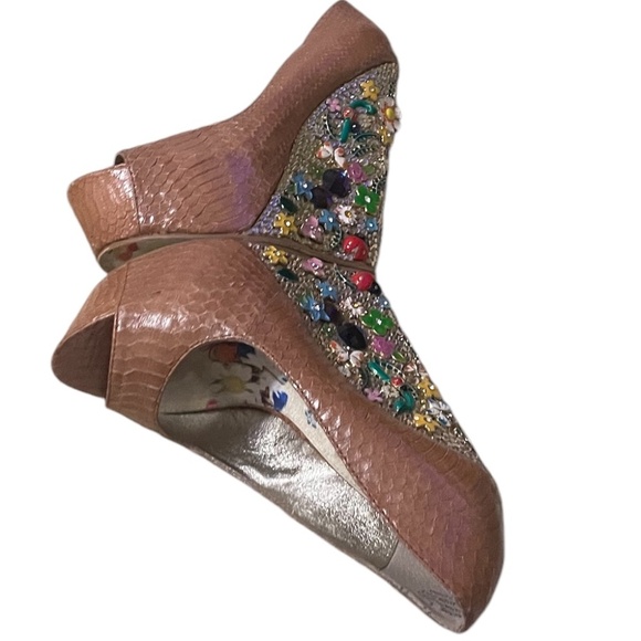 Ziginy Leather Wedges Muster Color Rock Floral Platform Bright Jeweled, Size 6 - Picture 14 of 16